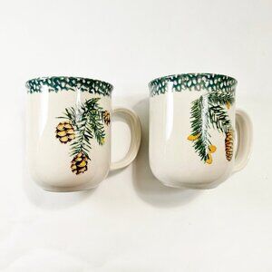 THOMSON POTTERY - Set of 2 Pinecone Tea/Coffee Mugs - Each Unique Print